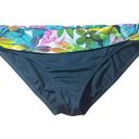 La Blanca NWT  Vintage Y2K Ruched Tropical Waist Black Bikini Bottom Size 12 NEW Photo 0