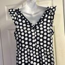 Loft  Navy White Polka Dot V-Neck Ruffled Flowy MIDI Dress- Medium Photo 7