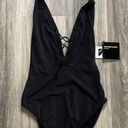 Newport News New  Black Halter Deep V Swimsuit 12 Photo 0