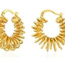 Twisted 14K Gold Plated  Beaded Thick Hoop Earrings Photo 0