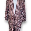 Xhilaration Xhileration Duster Cardigan Kimono Black Dark Floral Sheer Open Front Tasseled Photo 0