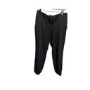 Nine West  Tie Waist Jogger Black Metallic Pin Striped SZ L Career Mid Rise Photo 4