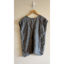 CP Shades  Gray Linen Split Neck Short Sleeve Tunic Blouse L Photo 1