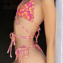 Pink And Orange Drawstring Floral Bikini Set Size Small Photo 2