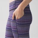 Lululemon Pace Rival Crop Space Dye Twist Leggings 4 Purple Stripe Pockets EUC Photo 6