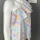 Something Navy Revolve  one shoulder top pastel ruffle floral print size medium Photo 3