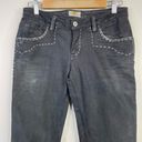 Antik Denim Y2K  Black Embroidered Distressed Stretch Bootcut Western Jeans 28 Photo 1