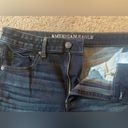 American Eagle Dark Blue Denim Jean Shorts, Super Stretch, Hi-Rise Shortie Photo 1