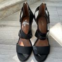 Tommy Hilfiger Black leather strap block heels with back zipper size 7.5 Photo 2