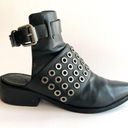 All Saints Yannis Black Leather Mule Ankle Strap Buckle Boots Bootie Size 37 Photo 1