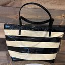 Kate Spade  Penn Valley Sophie Tote Black & Cream Stripe Hot Pink Interior Photo 1