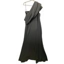 Badgley Mischka  Black Draped One Shoulder Ball Gown Sz 16 NEW MSRP $795 Classic Photo 1