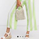 Moon River  Button Front Culottes Green & White Vertical Stripes NWT Sz XS Linen Photo 11