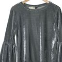 RD Style  Grey Velvet Bell Sleeve Top Silver Long Sleeve Boho Whimsygoth sz Small Photo 1