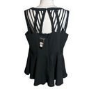 City Chic NWT  caged strappy peplum top black Sz 16 Photo 3