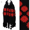 Boutique NWT  Elegant Essence New York huge boho crocheted floral pompom scarf wrap Photo 1