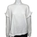 The Loft  White Ruffle Long Sleeve Oversized Crew Neck Pullover Sweatshirt Top Size L Photo 0