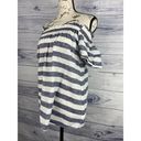 BeachLunchLounge  Linen Tee Shirt Womens S Off On Shoulder Smocked Pleat Striped Photo 3