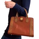 Brahmin Vintage  Brulee Tuscan Satchel - Cognac Leather Croc-Embossed Handbag Photo 1