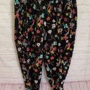 Lane Bryant  casual black floral pull on crop pants side leg ties size 14/16 Photo 0