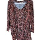 Skinny Girl  Jeans Pink Snakeprint Twist Front Long Sleeve T Shirt Top Blouse M Photo 0