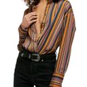 We The Free  Womens All Smiles Sateen Striped Button-Down Top Size S Photo 0