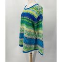 J.Jill  Pullover Sweater Fair Isle Stripe Patterned Crewneck Blue Green Womens XL Photo 3