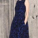 Gabby Skye  Floral Velvet Sleeveless A-Line Dress Blue Black 6 Photo 0