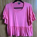 Hot Pink Ruffle Crop Top Shirt Size L Photo 0