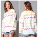 Love Riche  Women's Medium Scallop Stripe Pullover Sweater Spring Statement Photo 1