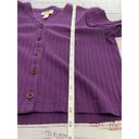 Talbots  Rib Knit Crop Button Front Cardigan Women Sp Purple Long Sleeve Cotton Photo 6