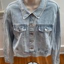 Allegra K Y2K Cropped Light Washed Jean Jacket, size L Photo 7