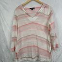 Tommy Bahama  Porta Stripe Tunic Top Size M White Pink Gauze Gauzy Hooded Beach Photo 1