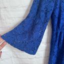 Laundry by Shelli Segal  royal blue lace square neck trumpet sleeve dress Small Photo 2