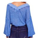 We The Free  waffle knit lightweight top domain sleeves blue crop top size small Photo 2