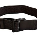 Y2K Wide Belt Woven Leather Dark Brown Adjustable Photo 2