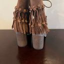 sbicca  Lace up Wagon Fringe booties size 8.5 leather brown block heel Photo 3