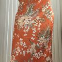 Impressions Satin Orange Floral Print Midi Skirt Photo 1