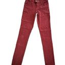 Dear John  Velvet Jeans Women Sz 27 Giselle High Waist Skinny Pants Dark Red #N11 Photo 0