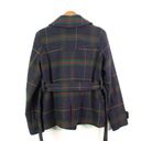 American Eagle  Plaid Double Breasted Pea Coat Navy M Photo 8