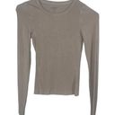 The Range  No Bra Club Long Sleeve Crew Top in Saddle XSmall Womens Tee Top Photo 4