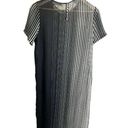 Calvin Klein  Women's Black Striped Maxi Caftan Cover-Up Dress Sheer M Photo 4