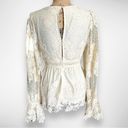 VICI  Women's Ivory Crochet And Lace Long Sleeve Boho Top Small | EUC Photo 5