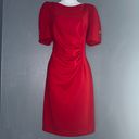 DKNY Ruched Sheath Short Sleeve Knee Length Party Formal Red Dress Womens Large Photo 2