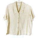 Coldwater Creek  | Beige Linen Blend Collared Short Sleeve Button Up Blouse M Photo 0