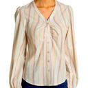 joe's jeans Joe’s Jeans Striped Button Down Blouse NWT Sz XS Cotton Metallic Designer Photo 3