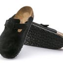 Birkenstock ✨  Black Boston Soft Footbed Suede Slip On Loafers Photo 2