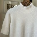 Bailey 44 Soft Mock Neck Fuzzy Faux Fur Pullover Sweater Short Sleeve White L Photo 1