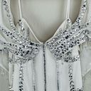 ASOS  Embellished Fringe Draped Shoulder White Cocktail Mini Dress Size 12 NWT Photo 6