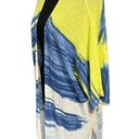 Chico's  Lightweight Printed Cardigan Sweater Large Yellow Navy White Swim Coverup Photo 4